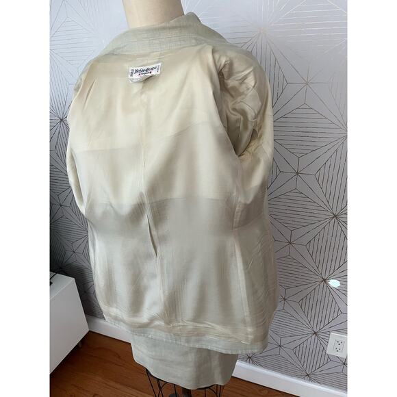 Yves Saint Laurent Rive Gauche Vintage Beige Blazer Skirt Linen Suit Sz 36 US 4 - Picture 8 of 16
